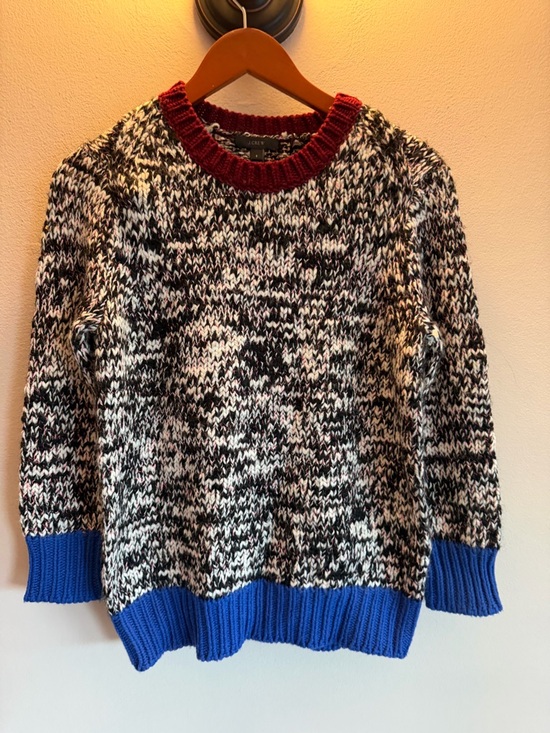 J. Crew Sweaters - J. Crew Marled Knit Sweater with Burgundy, Black & White